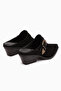 Sanida Genuine Leather Black Closed-Front Heeled Women's Slippers - 6