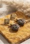 Handmade Brown Leopard Pattern Ceramic and Brass Earrings - 3
