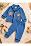 Baby Boy Soft Textured 2-Piece Pajama Set with Teddy Bear Embroidery, 100% Cotton - 2