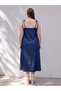 Nevavm Plus Size U-Neck Rope Strap Jean Dress with Difference - 6