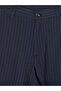 Ozmarka New Season Navy Blue Regular Fit Linen Blend Men's Shorts - 7
