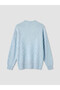 Ozmarka New Season Blue Crew Neck Oversize Women's Knitwear Sweater - 7