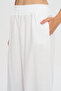 Women's Wide Leg Solid Color Trousers with Elastic Waist - 3
