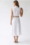 4960 Women's Straw Belted Piece Dyed Sleeveless Shirt Dress White - 4