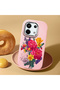 Poco X6 5g Compatible Case Camera Protector Pink Silicone Couple Phone Case with Floral Pattern - 2