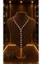 Wooden Gift Boxed Sparkling Stone 3-Piece Jewelry Set Necklace Earrings Bracelet Gold - 3
