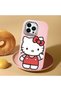 iPhone 13 Pro Compatible Case with Camera Protector Pink Silicone Couple Phone Case with Kitty Pattern - 2