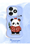 Tecno Spark 20C Compatible Case Camera Protector Blue Silicone Couple Phone Case Panda Pattern - 2