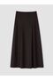 Lcw Grace Brown A-Line Skirt with Elastic Waist and Pleated Detail