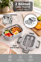 Stainless Steel Lunch Box - Portable Divided Food Container with Cutlery Storage Box Gray