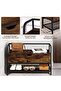 Shoe Bench with Storage, 33-Inch Wooden Shoe Storage Organizer with Flip Top Box, Industrial Style Metal Frame Shoe Rack for Entryway, Bedroom, Closet, Hallway, Rustic Brown+Black - 4