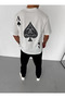 Unisex bicycle collar printed oversize t-shirt - white