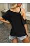 Women's One Shoulder Open Buckle Detailed Viscose Blouse - 2