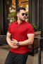Men's Knitted Pattern Zipper Collar Knitwear T-Shirt - 5