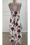 Women's Rope Strap V-Neck Long Patterned Single Jersey Dress with Belt at the Waist - 5