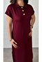 Women's Short Sleeve Collar Side Slit Viscose Two Thread Dress - 3