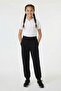 Black Girls' School Sweatpants with Elastic Waist and Zipper Pockets 24734