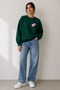 Pink Dice Print Detailed Embroidered 2 Thread Crew Neck Sweatshirt