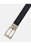 Men Black And Tan Textured Twist Buckle Belt - 4