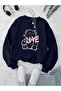 Love Bear Printed 2 Thread Threaded Crew Neck Sweatshirt
