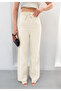 Women's Cream High Waist Lace-Up Muslin Trousers Sr5200