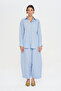 Women's Single Pocket Oversized Cut Shirt with Stripe Detail - 3