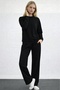 Women's Long Sleeve Crew Neck Viscose Two Thread Blouse and Pants Double Suit - 2