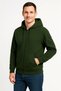 Men's Three Thread Hooded Full Zipper Kangaroo Pocket Sweatshirt Hoodie - Khaki