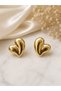 Heart Detailed Gold Steel Earrings