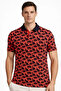 Men's Pique Fabric Polo Collar Palm Patterned T-Shirt Short Sleeve Summer T-Shirt - Red