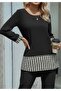 Women's Long Sleeve Round Neck Goose Feet Detailed Viscose Two Thread Blouse and Pants Two-Piece Set