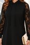 Women's Long Sleeve Sleeves Lace Detail Hooded Lace up Short Viscose Two Thread Dress - 2