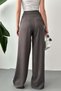 Women's Smoked Pleated High Waist Wide Leg Woven Trousers with Side Pockets - 5