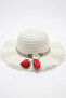 Girl's Gift Summer White Hat and Bag Set |   Strawberry Motif Beach Accessory - 4