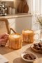 15863 Ringo Line Amber 6-Piece Colored Glass Mug Tea Coffee Soft Drink Cup Set 325ml - 2