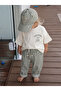 Unisex Baby&Child Cotton Raw Denim Pants with Striped Print + Diaper Bag