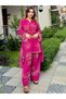 Pink Faux Georgette Printed Farshi Pant Set with Dupatta - HRT7509 | Pink-Size:XL-42-Inches - 3