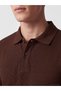 Vizyon New Season Brown Polo Collar Men's Pique T-Shirt - 3