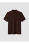 Vizyon New Season Brown Polo Collar Men's Pique T-Shirt - 5