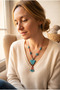 Handmade Turquoise and Coral Natural Stone Necklace with Butterfly Detail - 2