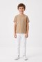 Boy's T-Shirt Beige Short Sleeve T-Shirt Basic Anti-Sweat Flexible Fabric 100% Cotton Seasonal T-Shirt Plain Unprinted (2-13 Years) - 6