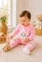 Baby Girl Floral Appliqued Ribbed 2-Piece Top and Bottom Set Seasonal Tracksuit Set 6-12-18 Months - 5