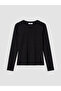 Vizyon New Season Black Crew Neck Soft Touch Women's T-Shirt - 5