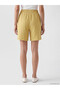Özmarka New Season Yellow Elastic Waist Women's Muslin Shorts - 4