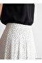 White Polka Dot Flared Skirt with Zipper at the Waist - 4