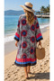 Trendy Ethnic Pattern Woven Viscose Belted Kimono - 2