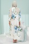 Blue Half Buttoned Sleeves Elastic Skirt Layered Viscose Dress - 4