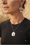 Cast Metal Earrings and Necklace Set with Curved Edges - 3