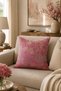 Pink Gray Textured Jacquard Decorative Throw Pillow Cover 43X43 cm