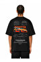 Car Drawing Printed Black Relaxed Fit Unisex T-Shirt - 2